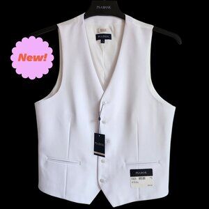 Medium White Suit Vest Mens Skinny Fit Jos A Bank Polyester Waistcoat Wedding M